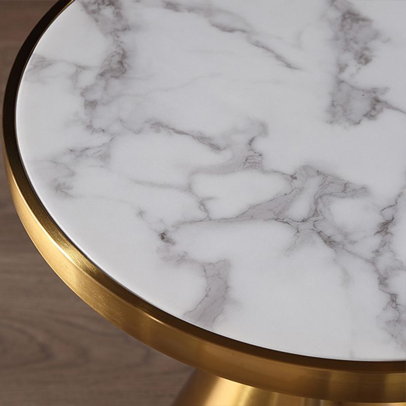 Contemporary Pedestal Round Marble/Stone Side Table - 21.65" H