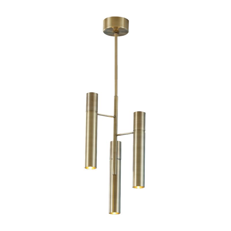 6/10 cabezas de lámpara de araña del pasillo con tono de metal de cilindro lámpara colgante de oro moderna