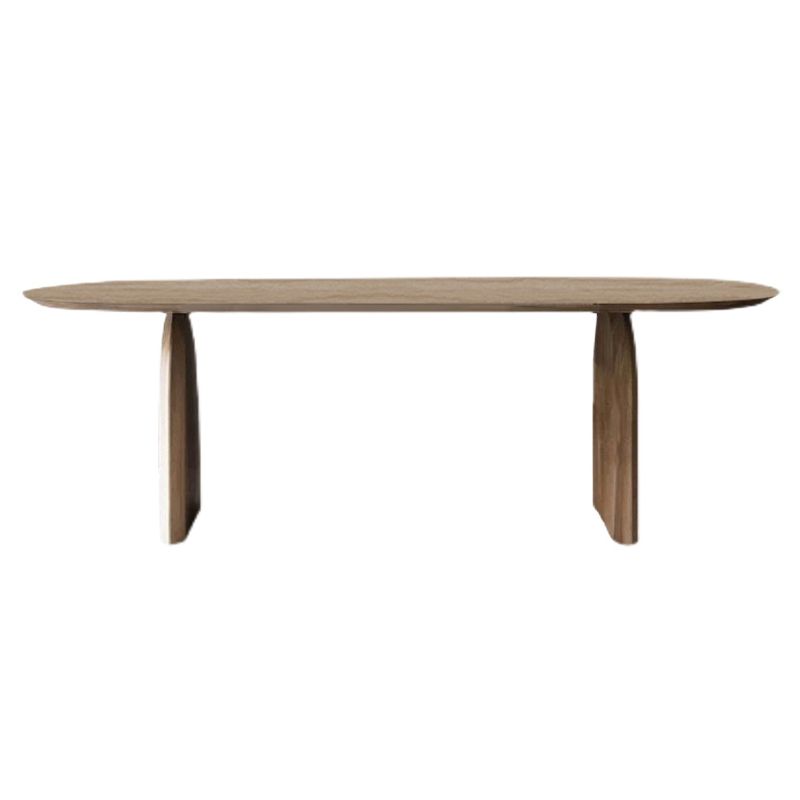 Mesa de comedor de tono marrón de madera maciza oval