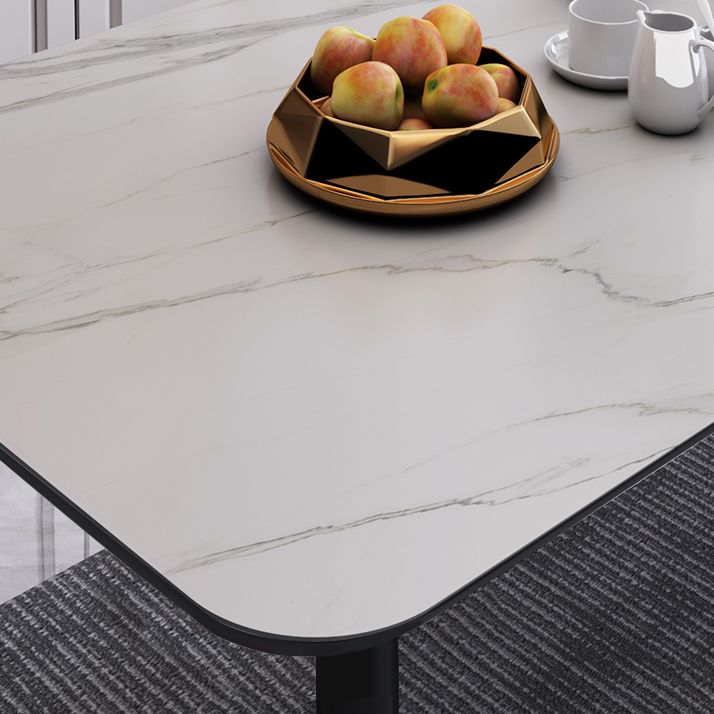 Modern Sintered Stone Standard Dining Table Rectangle Kitchen Dining Table with 4 Legs Base