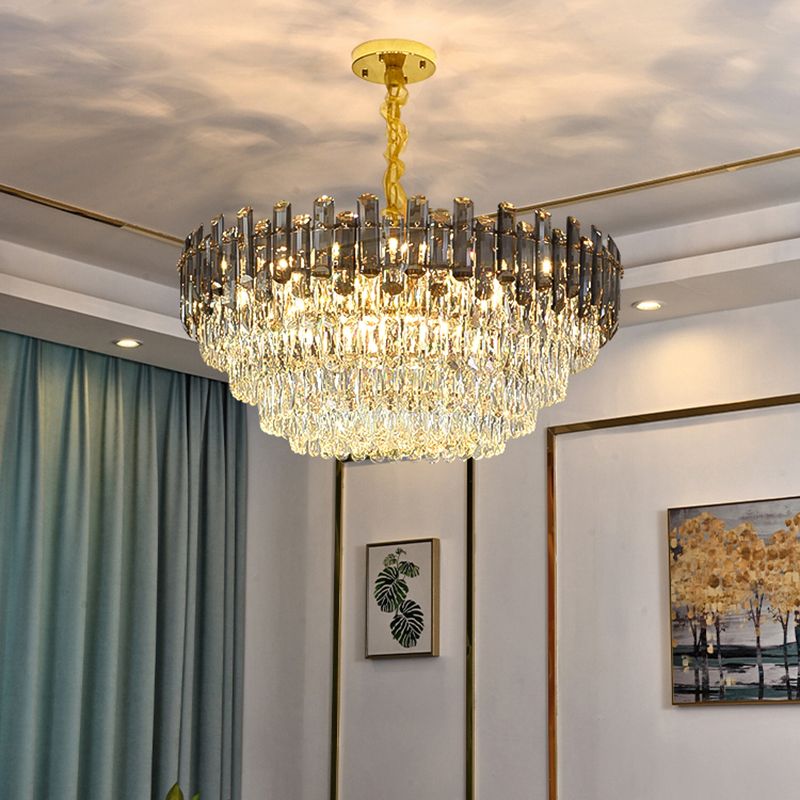 Round Pendant Lighting Fixture Modern Crystal Chandeliers for Dining Room