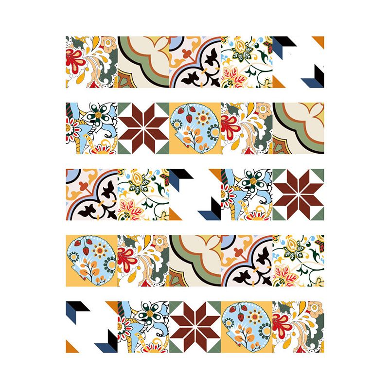 Bohemian Style Flower Wallpaper Panel for Kitchen 3.5' x 8" Peel off Wall Covering in Brown