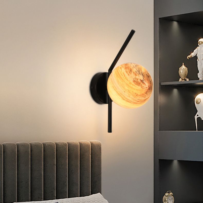 Modernism Black/Golden Wall Light Glass Shaded Lighting for Dining Room