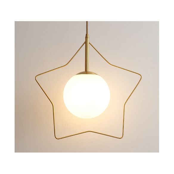 Glass Globe Shaped Wall Sconce with Star Frame Creative Modern Style 1 Light Sconces