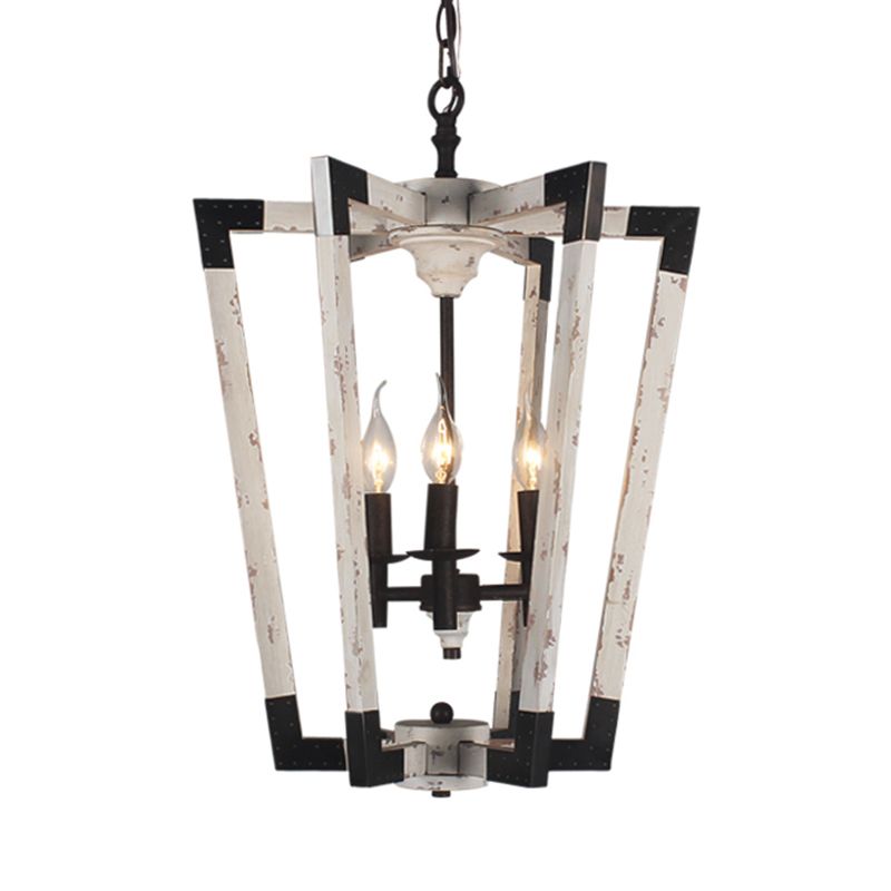 Modernismo Candelier de techo cónico blanco/beige/madera oscura 3 cabezas livianas colgantes para dormitorio