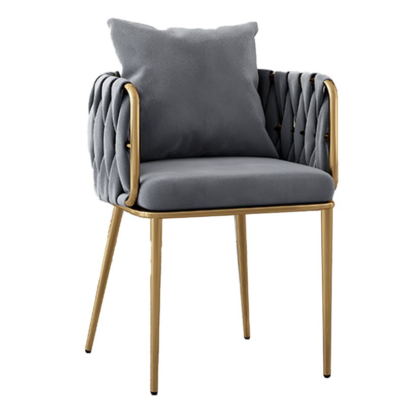 Chaises à dossier en baril rembourrées de style Glam, chaises de salle à manger en tissu de lin pour usage domestique