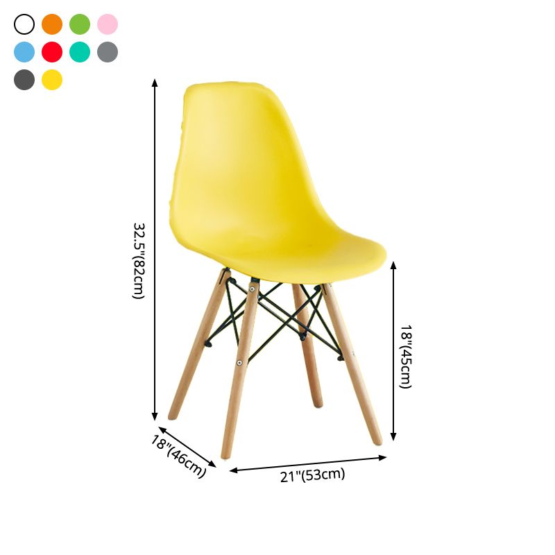 Armless Dining Chairs Eames Side Dining Chairs with Wood Legs (Set of 4)