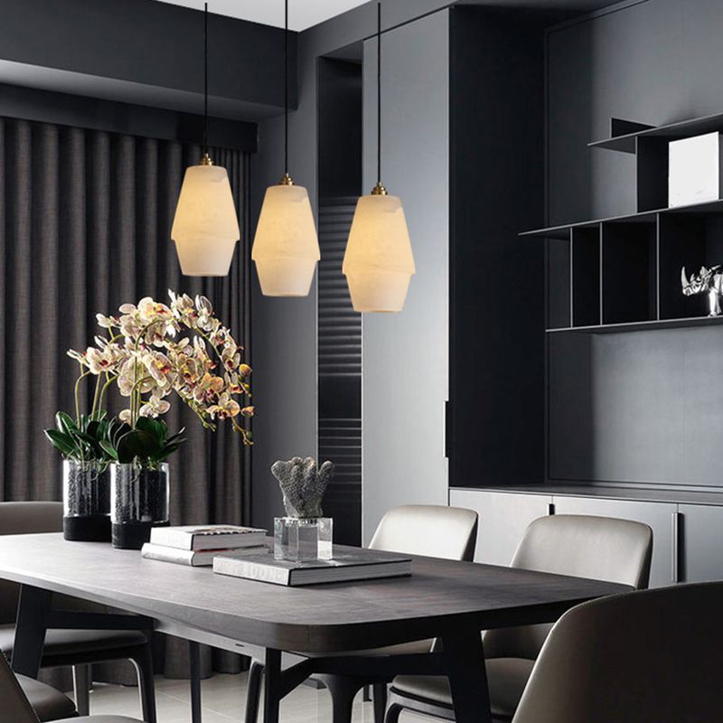 1 Light Geometric Pendant Light avec une teinte brillante Simplicité suspendue Lumière en blanc