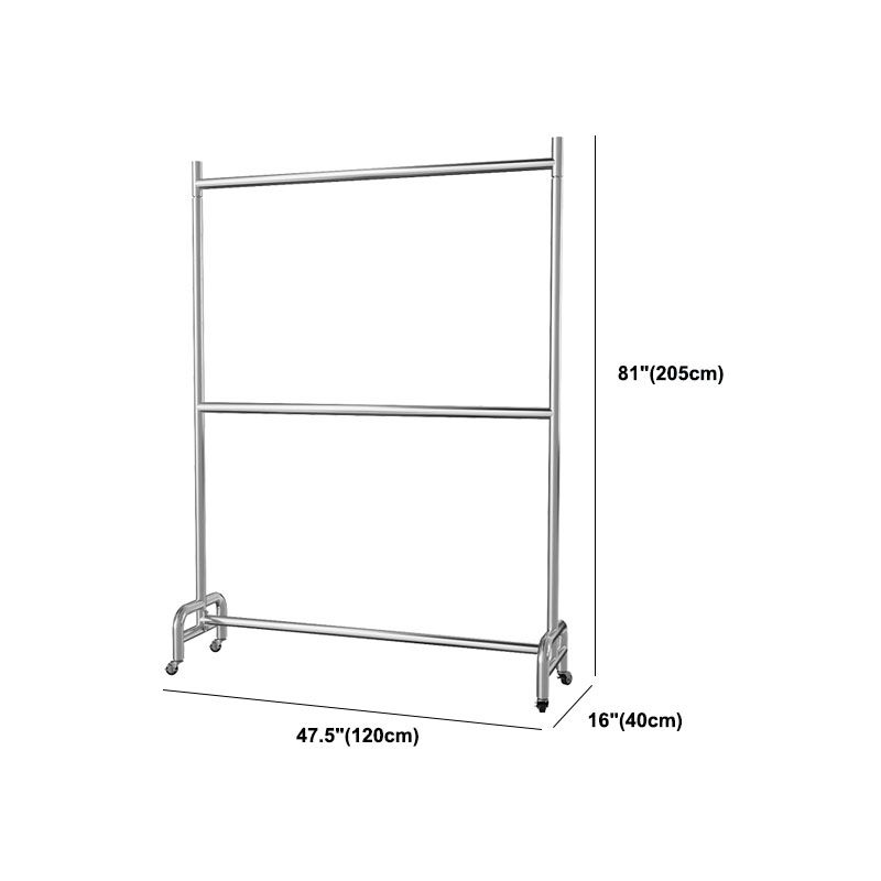 Industrial Coat Rack Free Standing with Rod Metal Hall Stand with Wheels