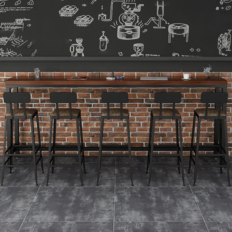 Industrial Rectangle Bar Table Solid Wood Bar Dining Table with Trestle Base