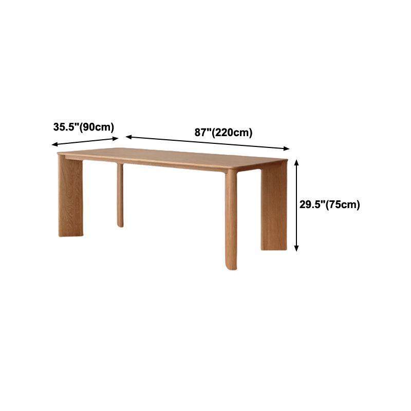 Rectangle Wood Dining Table Industrial Kitchen Table in Nature with Double Pedestal