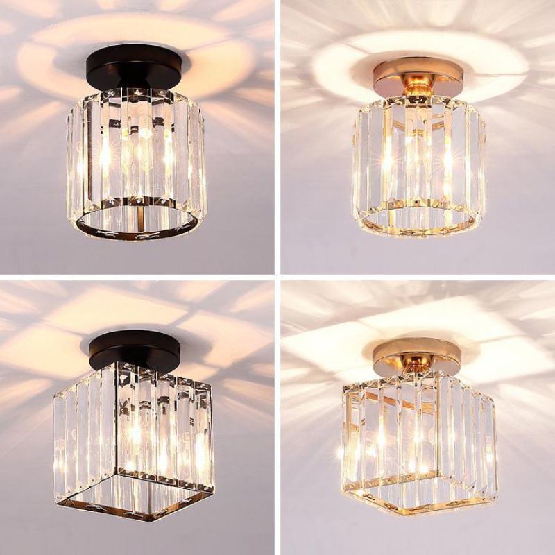 Crystal Geometric Shape Flush Ceiling Light Modern Style 1 Light Flush Mount Light Fixture
