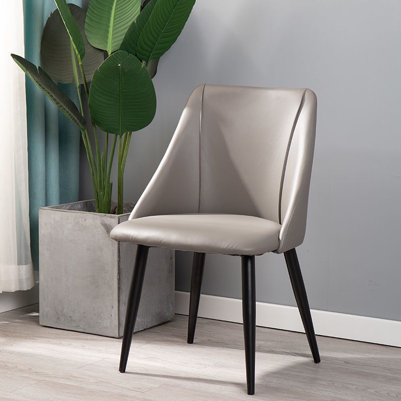 Silla moderna con respaldo sólido, sillas sin brazos con patas de metal para cocina