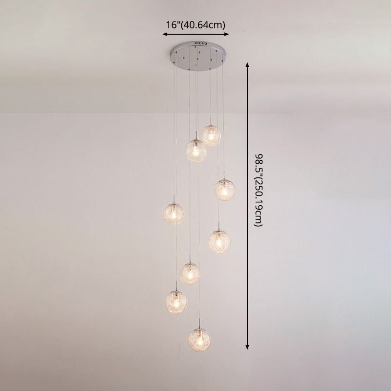 Spiral Stairs Pendant Light Fixture Clear Glass Nordic Style Multiple Hanging Light