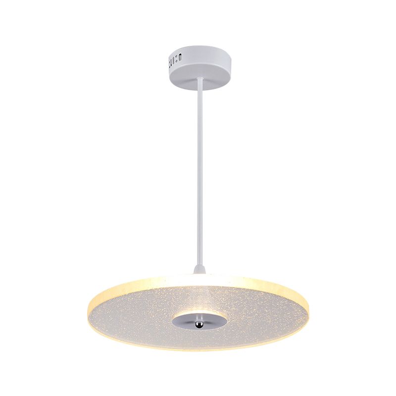 Iluminación colgante redonda de 12 "/16" de ancho Cristal moderno 1 Lámpara de colgación blanca LED para sala de estar