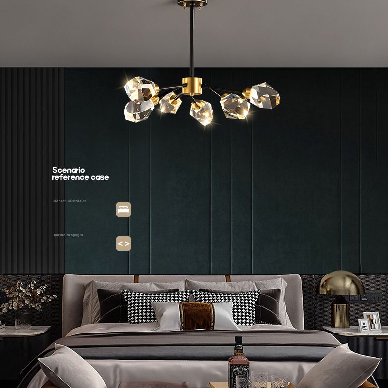 Modern Minimalist Style Spray Hanging Pendant Lights Crystal Pendant Lamp for Living Room