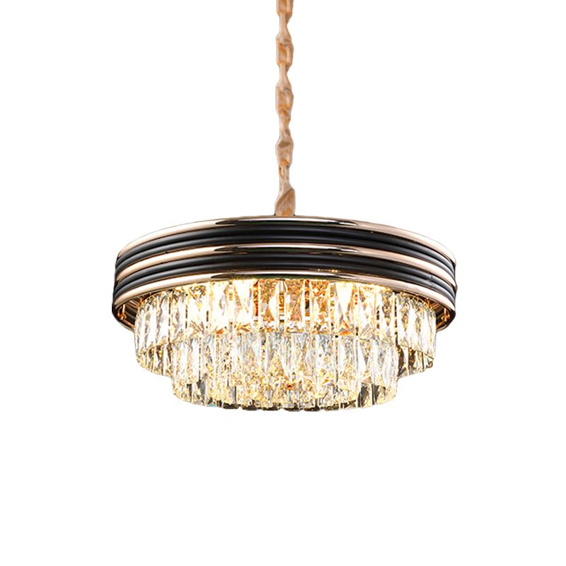 18 "/21,5" W Black 9/11 LAMPE DE DROP MODERNE CRISTAL MULTIQUEUR PRENDANT DE CHANDELER SUR LA TABLE