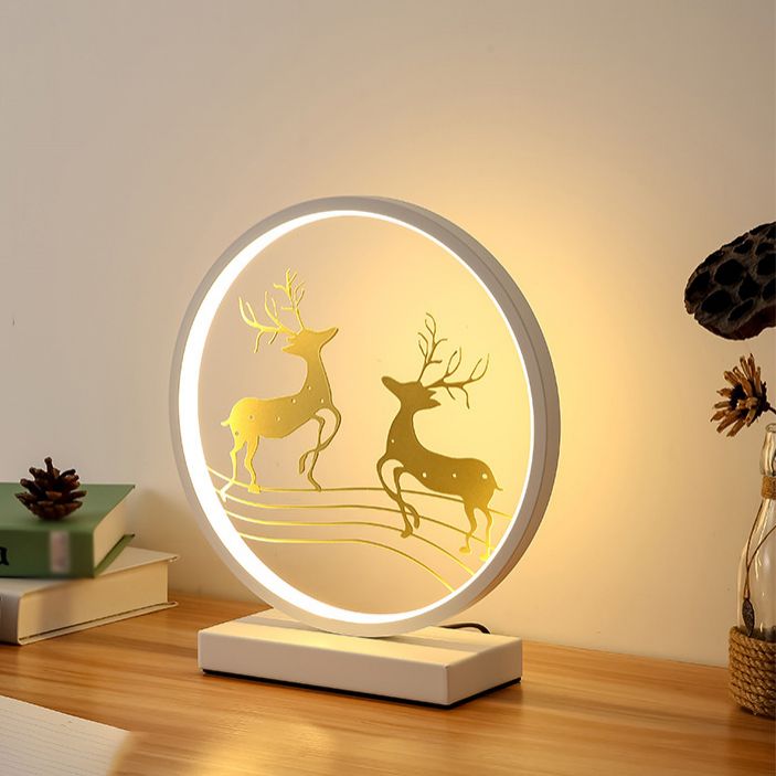 Modern Style Circle Shape Table Light Metal 1 Light Nightstand Lamps for Bedroom