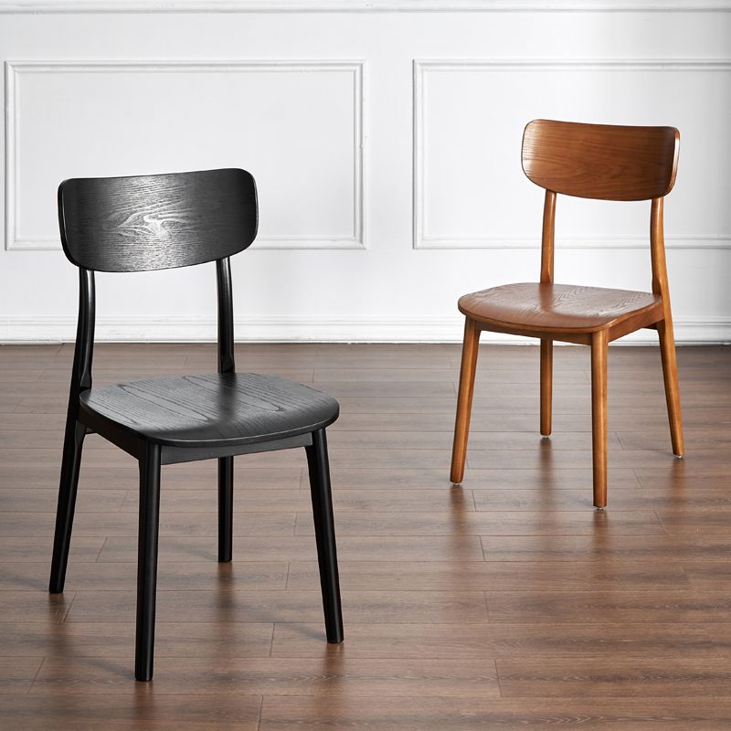 Silla de comedor tradicional de madera sin brazos, respaldo abierto, silla lateral de comedor (juego de 2)