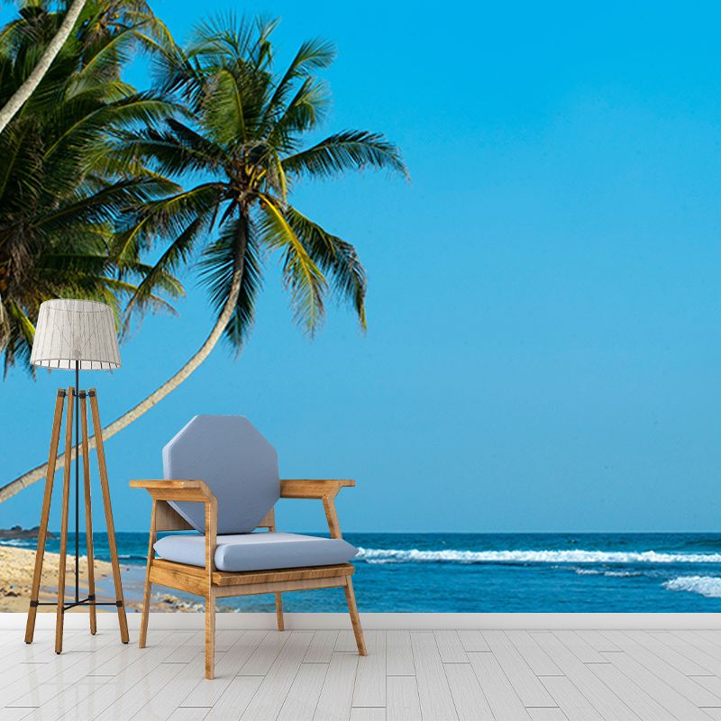 Tropical Beach Wall Mural Modern Moisture Resistant Wall Decor for Bedroom