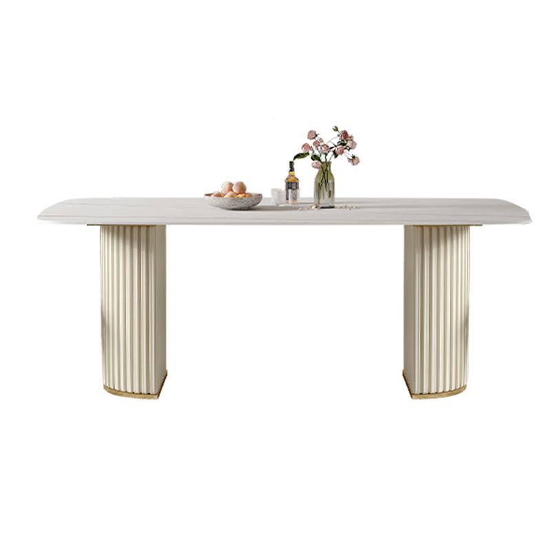 Contemporary Dining Rectangle Table Sintered Stone Table with Metal Legs for Home