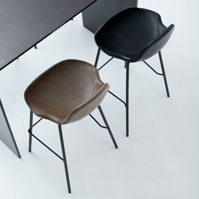 Leather Armless Bar Stool Modern Backrest Counter Stool for Dining Room