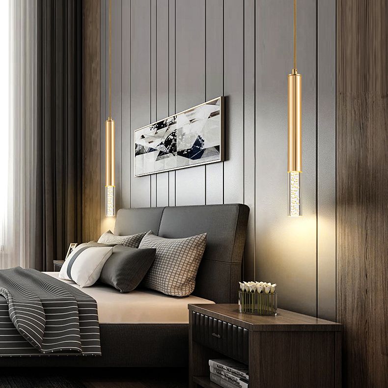 Forme de cylindre Metal Pendant Light Modern Style 1 Lumière Lumière Lumière en or