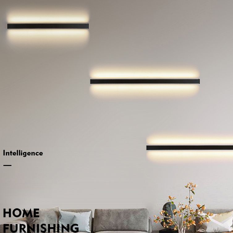 Slim Stick Wall Mount Lighting Minimalist Metallic LED Hallway Surface Wall Sconce in Black