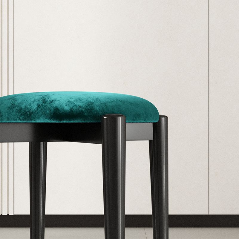 Modern Tear Resistant Pouf Circle Shape Dark Green Velvet Ottoman