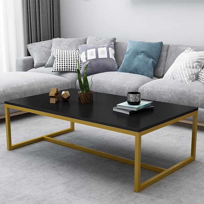17.7" Tall Modern Steel Trestle Base Rectangular Wood Top Coffee Table