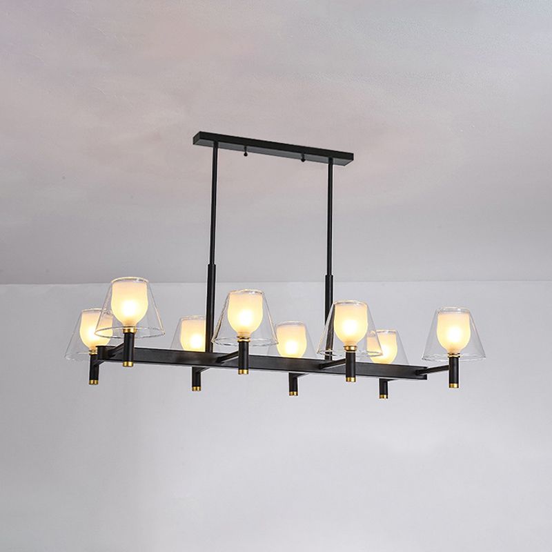 Industrial Island Light Glass Pendant Lighting Fixture for Dining Room