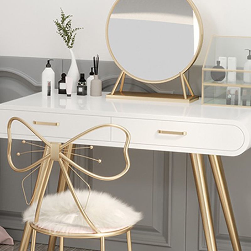 White Gold Makeup Counter with Drawer 15.74" Wide Glam Vanity Tables for Bedroom