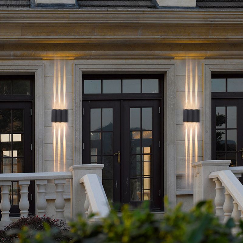 Black Rectangular LED Outdoor Wall Lamp in Modern Creative Style Aluminium Waterproof Wall Light