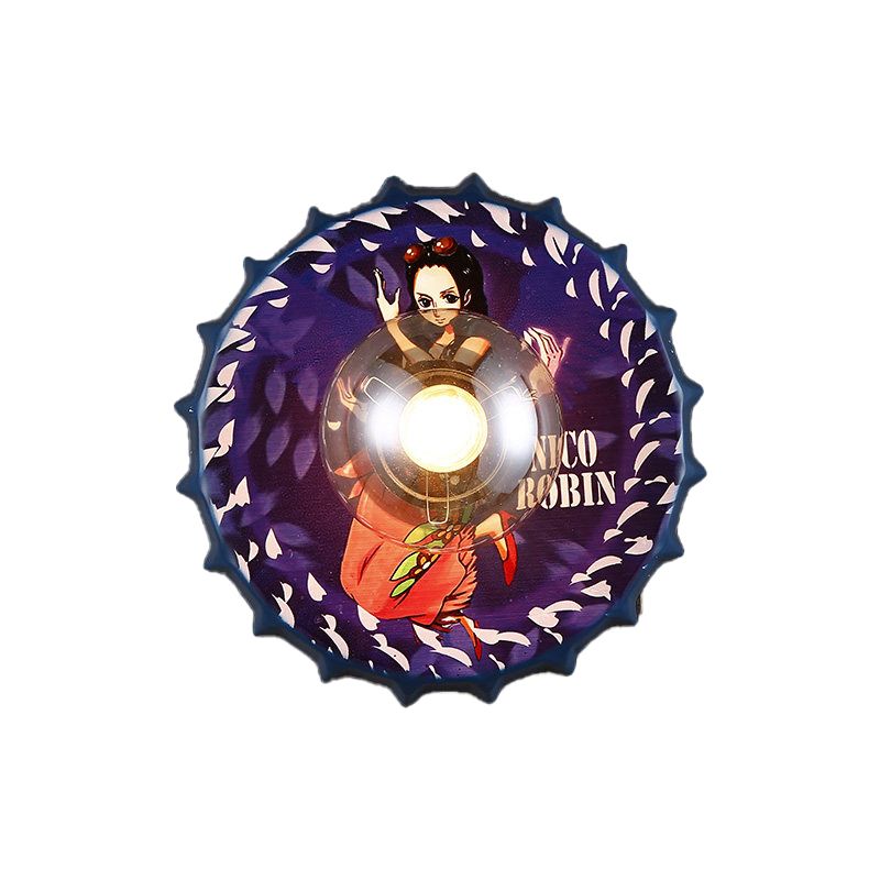 Luminación de tapa de la botella de metal iluminación vintage de 1 luce lámpara de montaje en la pared de la pared en rojo/negro/azul con patrón de princesa