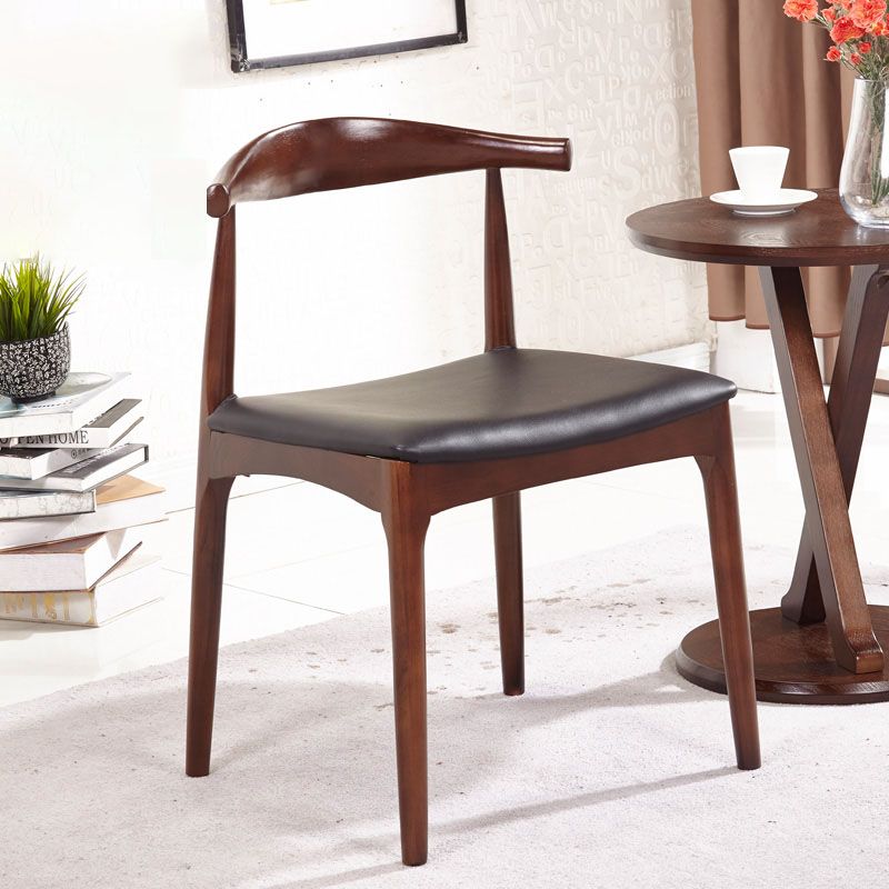 Silla de comedor estilo moderno Silla auxiliar sin brazos con patas de madera