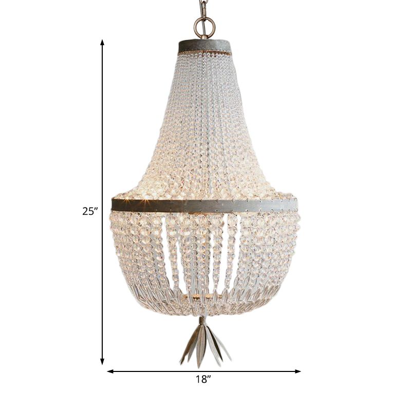 White Gourd Empire Chandelier Nordic Crystal 3 Bulbs Hanging Ceiling Light for Living Room