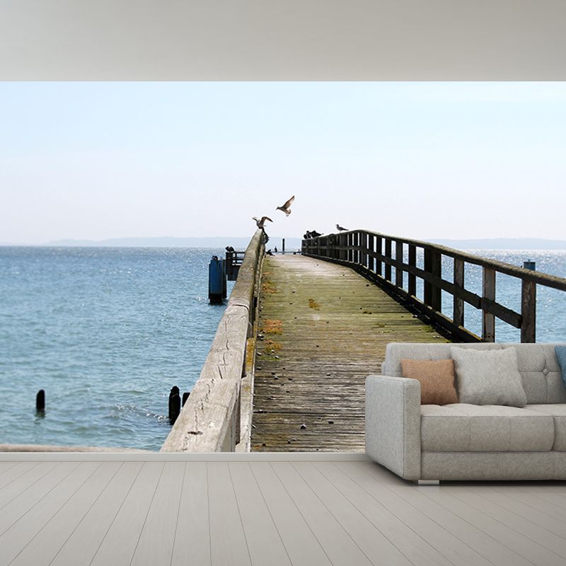 Photography Wall Mural Wallpaper Wooden Bridge Sitting Room Wall Mural