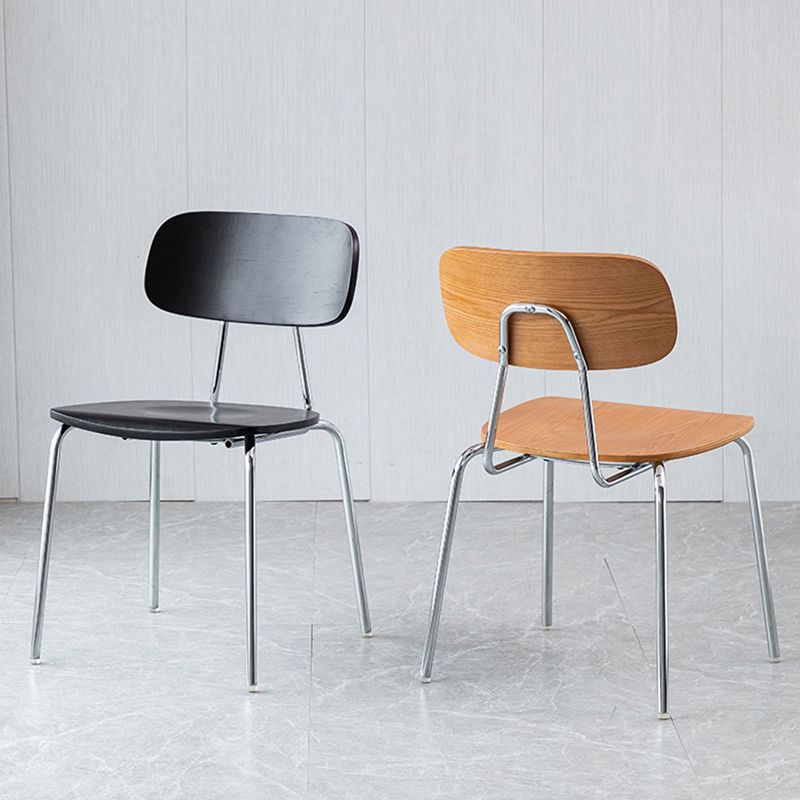 Modern Style Dining Chair Wooden Open Back Side Chair with Metal Base