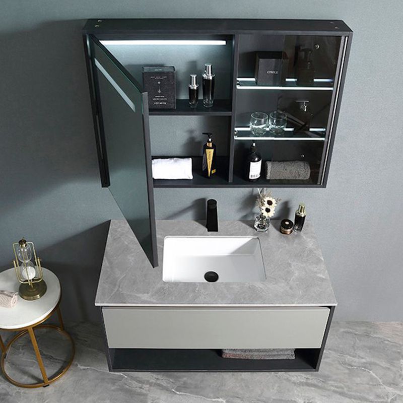 Contemporary Wooden Sink Vanity Storage Shelves Bathroom Sink Vanity