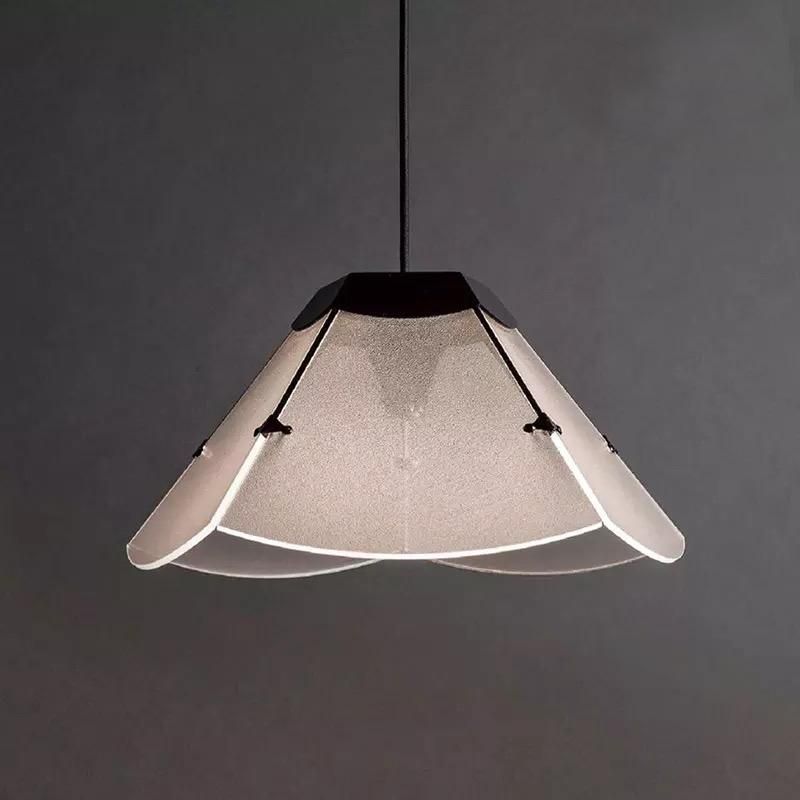 Modernism Scalloped Hanging Light Fixture White Glass 1 Light Living Room LED Ceiling Pendant