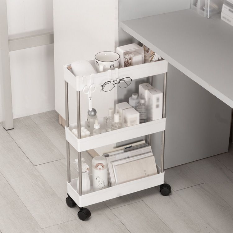 Plastic Bookshelf White Open Shelf Bookcase for Home Study Room Office