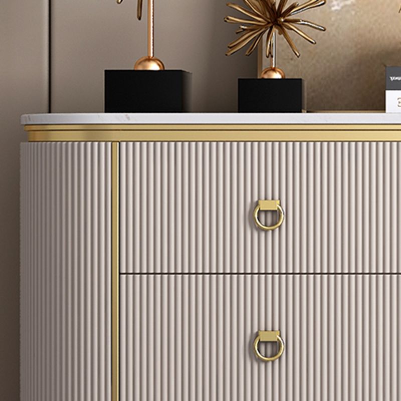 Glam Horizontal Dresser Stone Top Drawers Storage Dresser for Bedroom