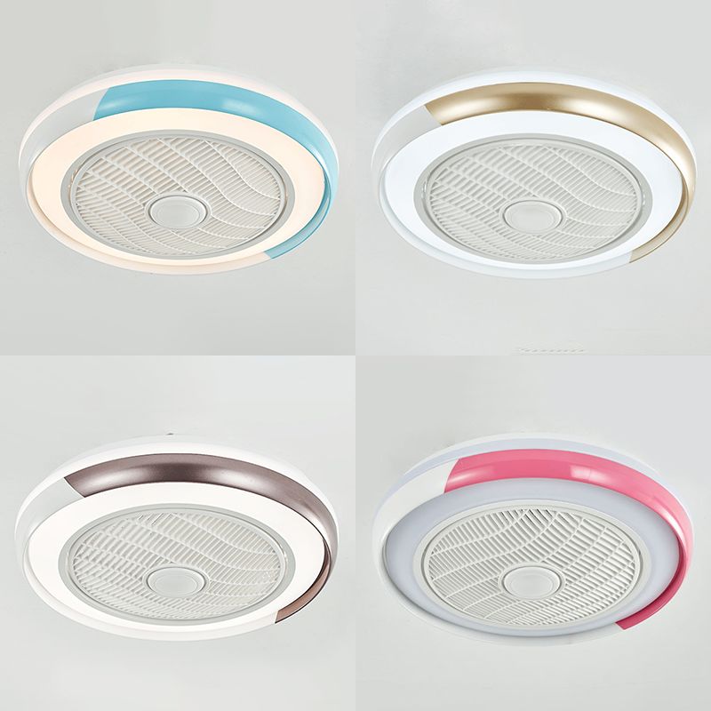 Runde Wohnzimmer Deckenlüftungslampe Metallic Moderne LED Semi Flush Leuchte