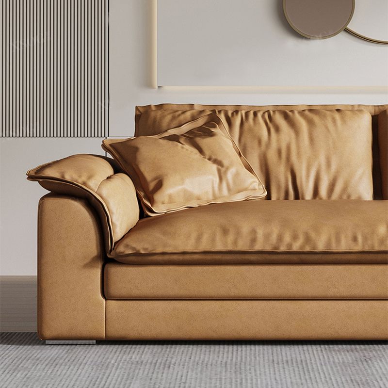 Pillow Top Arm Sofa & Chaise Faux Leather Cushions Loose Back Sofa