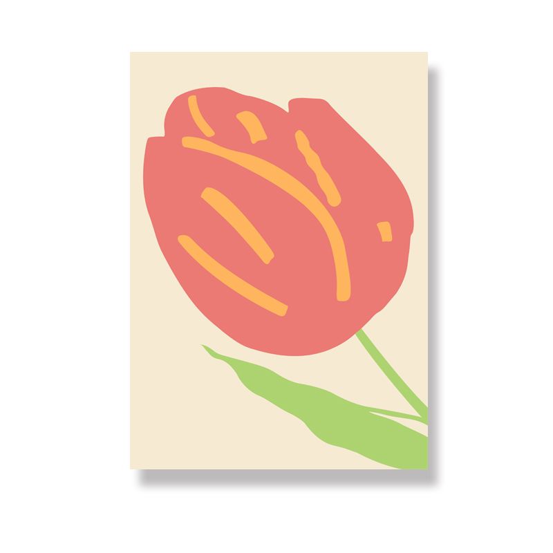 Illustration Tulpen-Wanddekoration, roter Vintage-Leinwanddruck für das Esszimmer, mehrere Größen