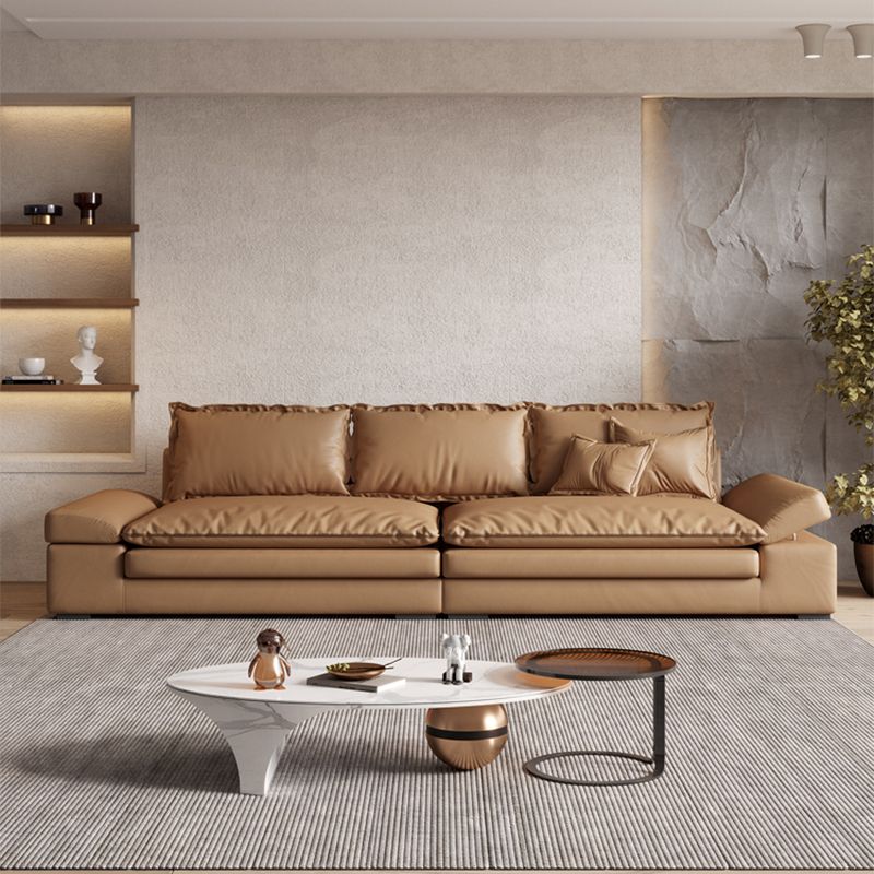 Contemporary Dark Brown Cushions Standard Square Arm Seating