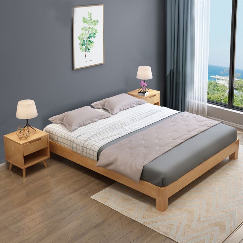 Mid-Century Modern Platform Bed Frame Solid Wood Platform Bed Natural
