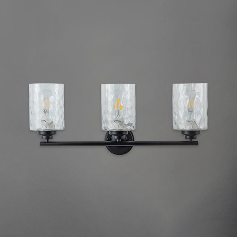 Industrial Metal Wall Light Black 3 Lights Wall Sconce with Glass for Living Room
