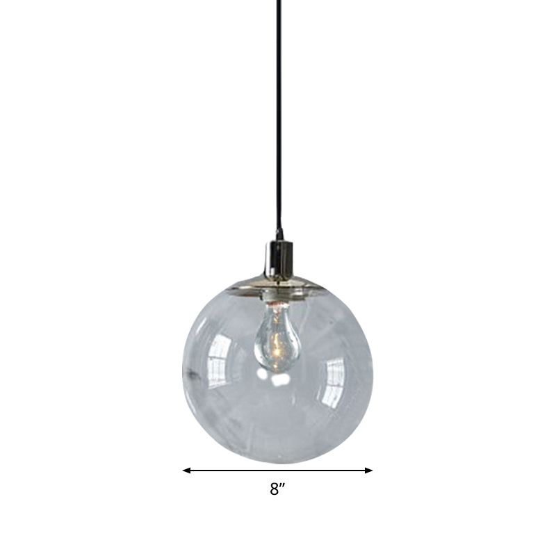 Clear Glass Globe Anhänger Deckenleuchte Einfacher Stil 8 "/10"/12 "breite 1 Kopfhängelampe
