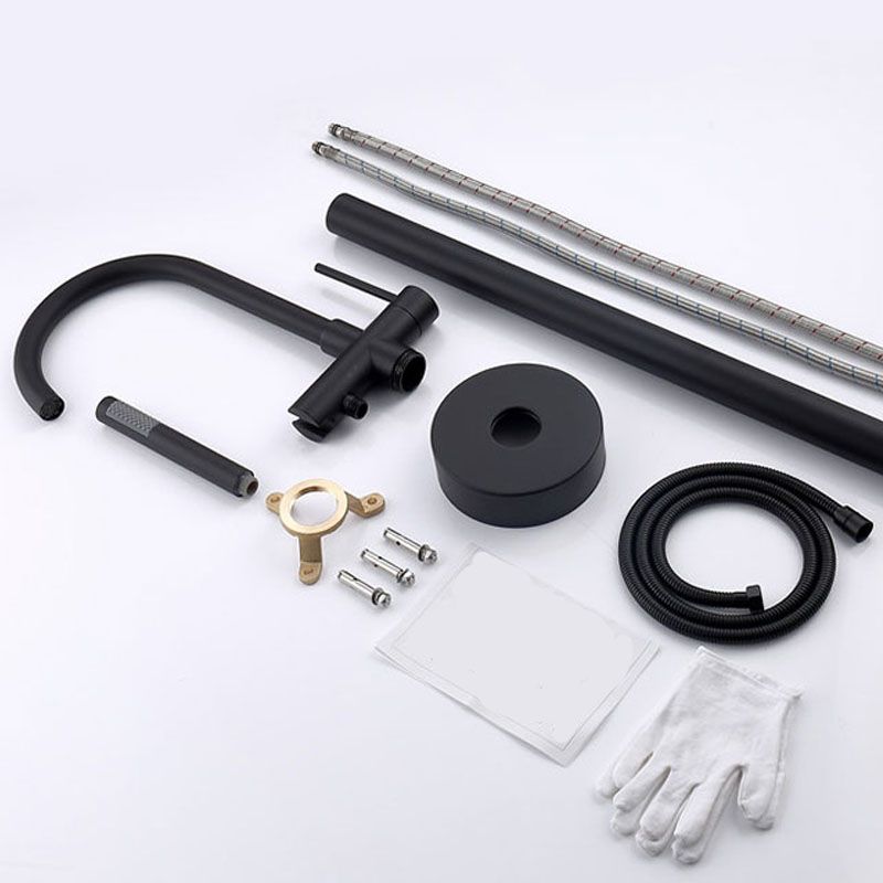 Brass Freestanding Tub Filler with Water Inlet Pipe Floor Mounted Bathroom Faucet